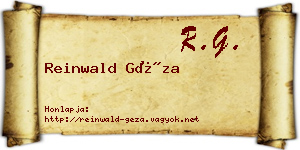 Reinwald Géza névjegykártya
