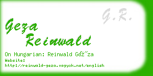 geza reinwald business card